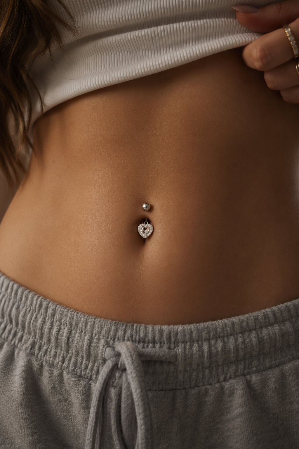 316L Cerrahi Çelik Minimal Kalp Model Göbek Piercing