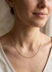 CM 14K Gold Renk Pirinç Gemi Zinciri Model Kadın Kolye