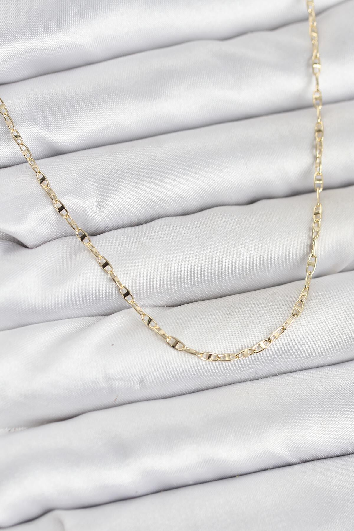 CM 14K Gold Renk Pirinç Gemi Zinciri Model Kadın Kolye