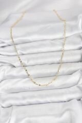 CM 14K Gold Renk Pirinç Gemi Zinciri Model Kadın Kolye