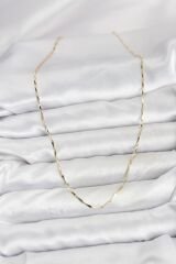 CM 14K Gold Renk İnce Kesim Çubuk Model Zincir Kadın Kolye