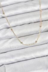 CM 14K Gold Renk Minik Top Zincirli Kadın Kolye