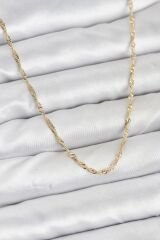 CM 14K Gold Renk Yassı Burgulu Model Kadın Kolye