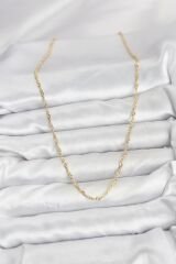 CM 14K Gold Renk Yassı Burgulu Model Kadın Kolye