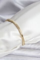 14K Gold Renk Kaplama Kare Zincir Model CM Kadın Bileklik