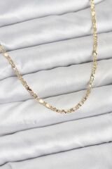 CM 14K Gold Renk Lazerli Zincir Model Kadın Kolye