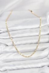 CM 14K Gold Renk Lazerli Zincir Model Kadın Kolye