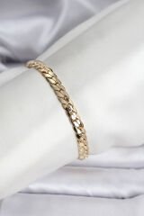 14K Gold Renk Kaplama Ezme Zincir Model Kadın Bileklik