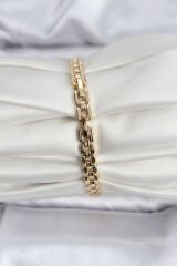 14K Gold Renk Kaplama Zirkon Kare Taşlı CM Kadın Bileklik