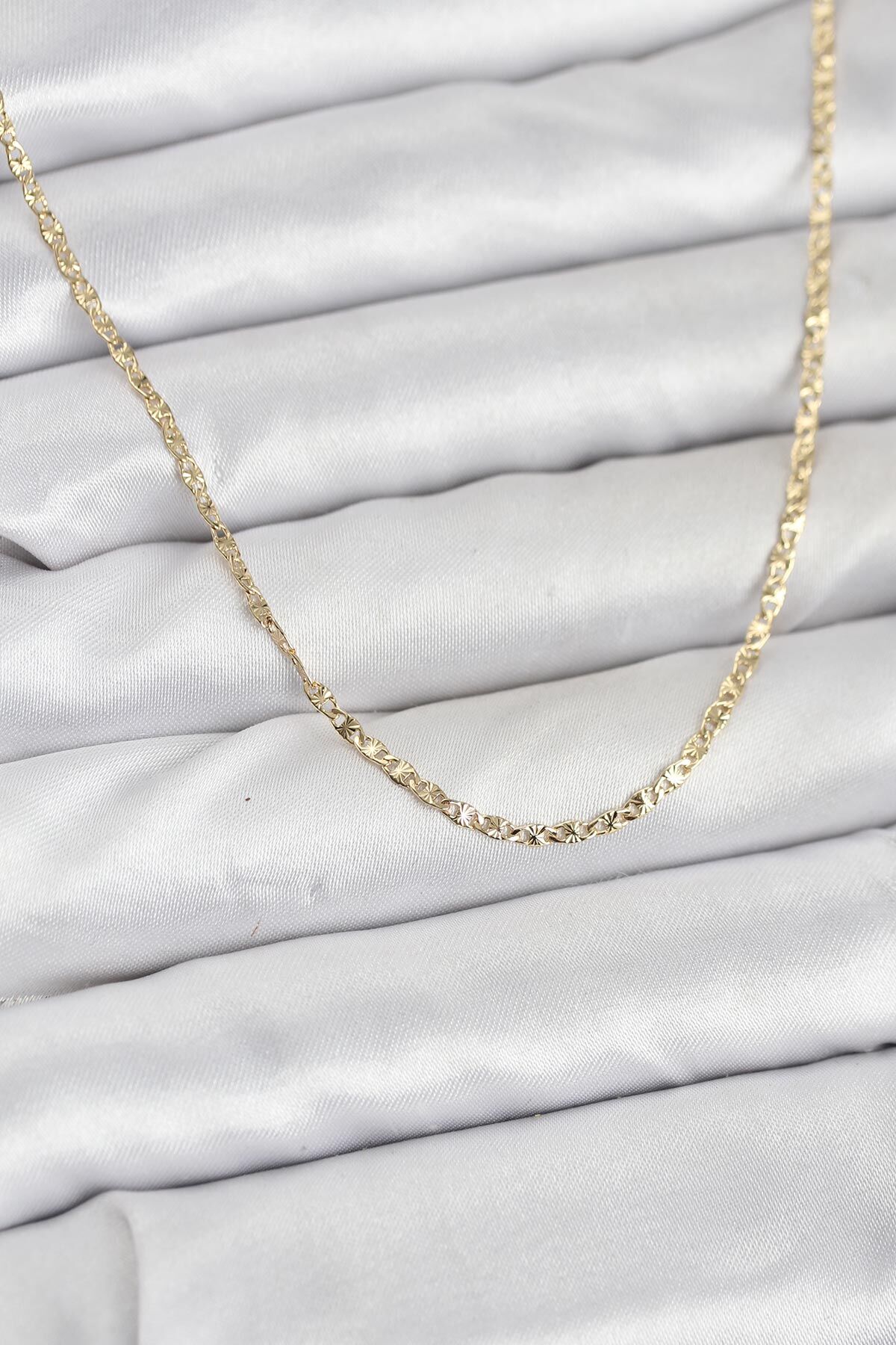 CM 14K Gold Renk Pirinç Lazer Model 60 cm Kadın Kolye