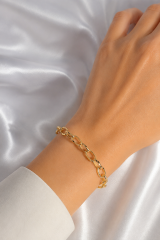 14K Gold Renk Kaplama Lazerli Zincir Model CM Kadın Bileklik