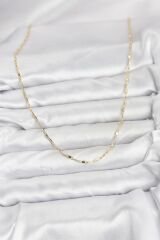 CM 14K Gold Renk Pirinç Ataç Zincir 60 cm Kadın Kolye