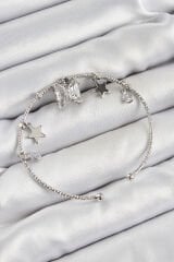 Pirinç Zirkon Taşlı Kelebek Ve Yıldız Model Gümüş Renk Charm Bileklik