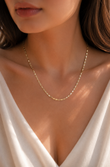 CM 14K Gold Renk Ezme Zincir Model 60 cm Kadın Kolye
