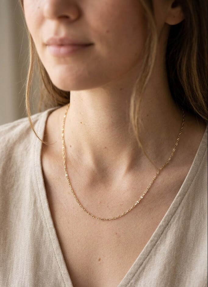 CM 14K Gold Renk Gemici Zincir Model 60 cm Kadın Kolye