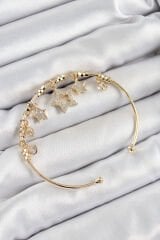 Pirinç Zirkon Taşlı Yıldız Model Gold Renk Charm Bileklik