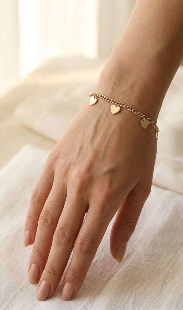 14K Gold Renk Kaplama Kalpli Model CM Kadın Bileklik