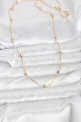 CM 14K Gold Renk Pirinç Top Zincirli 60 cm Kadın Kolye