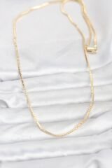 CM 14K Gold Renk Kare Zincirli Model 60 cm Kadın Kolye