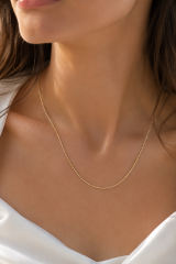 CM 14K Gold Renk İnce Top Zincirli 60 cm Kadın Kolye