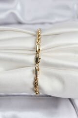 14K Gold Renk Kaplama Burgu Zincir Model CM Kadın Bileklik