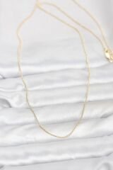 CM 14K Gold Renk İnce Top Zincirli 60 cm Kadın Kolye