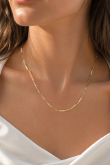 CM 14K Gold Renk Yassı Zincir Model 60 cm Kadın Kolye