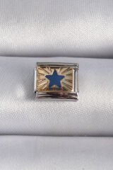 316L. Çelik Gümüş Renk Gold Mavi Yıldız İşlemeli Nomination Charm