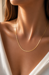 CM 14K Gold Renk Dolgun Zincir Model 60 cm Kadın Kolye