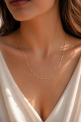 CM 14K Gold Renk Burgu Model 60 cm Kadın Kolye