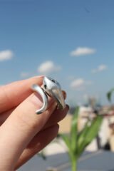 Metal Yılan Figürlü Ayarlamalı Antik Yüzük