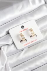 14K Gold Renk Kaplama Zirkon Taşlı CM Kadın Küpe