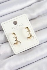 Xuping Zirkon Taşlı Oval Model Gold Renk Kadın Küpe