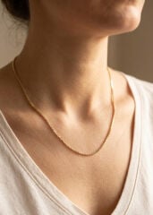 CM 14K Gold Renk İnce Kare Zincirli Model 60 cm Kadın Kolye