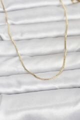 CM 14K Gold Renk İnce Kare Zincirli Model 60 cm Kadın Kolye