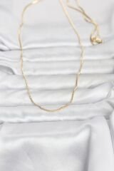CM 14K Gold Renk İnce Kare Zincirli Model 60 cm Kadın Kolye
