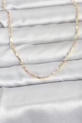 CM 14K Gold Renk Lazerli Zincir Model 60 cm Kadın Kolye