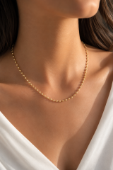 CM 14K Gold Renk Top Zincirli Model 60 cm Kadın Kolye
