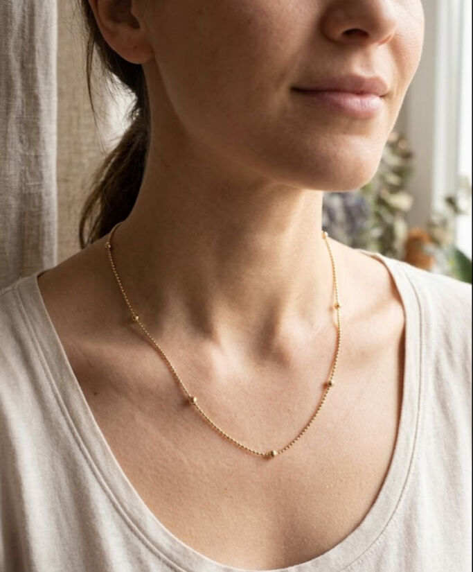 CM 14K Gold Renk Top Zincir 60 cm Kadın Kolye