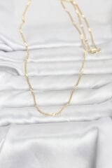 CM 14K Gold Renk Lazer Puntalı Model 60 cm Kadın Kolye