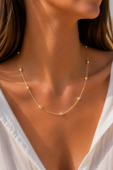 CM 14K Gold Renk Topçuklu Burgu Zincir Model 60 cm Kadın Kolye