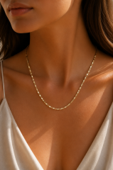 CM 14K Gold Renk Ezme Zincir 60 cm Kadın Kolye