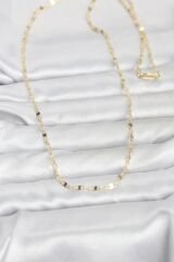 CM 14K Gold Renk Yassı Gemici Zincir Model 60 cm Kadın Kolye