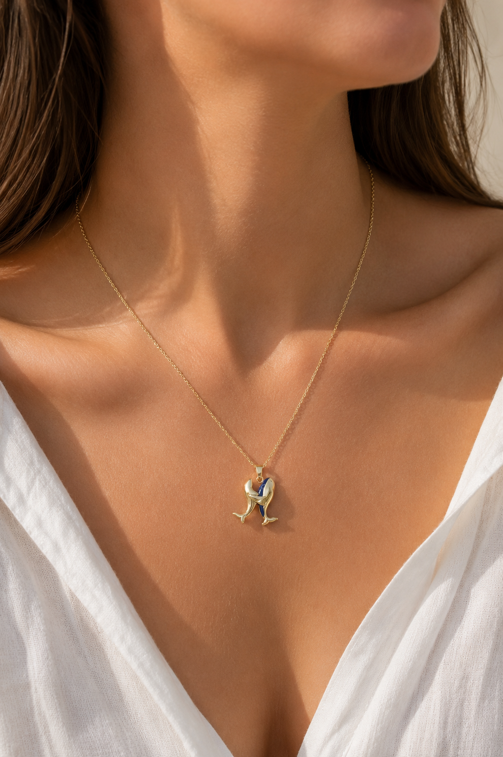 316L Çelik Zincir Gold Renk Dolphin Model Kadın Kolye