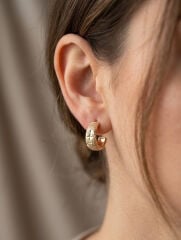 14K Gold Renk Kaplama Lazer Halka CM Kadın Küpe
