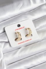 14K Gold Renk Kaplama Lazer Halka CM Kadın Küpe