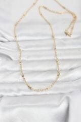 CM 14K Gold Renk Bar Zincir Model 60 cm Kadın Kolye