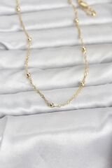 CM 14K Gold Renk Burgu ve Top Zincirli Model 60 cm Kadın Kolye