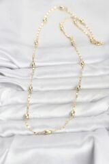 CM 14K Gold Renk Damla Topçuklu Zincir Model 60 cm Kadın Kolye