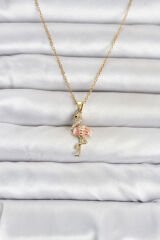 316L Çelik Zincir Gold Renk Flamingo Model Kadın Kolye